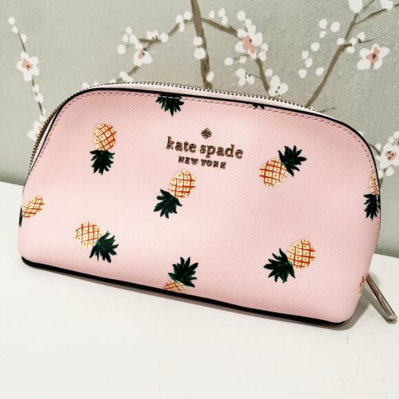 Kate Spade Pineapple Pink Makeup Cosmetic Travel Bag - Picture 1 of 5